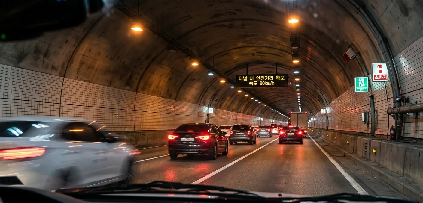 터널에서 실선에서의 차선변경